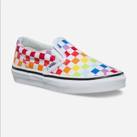 rainbow checkered shoes